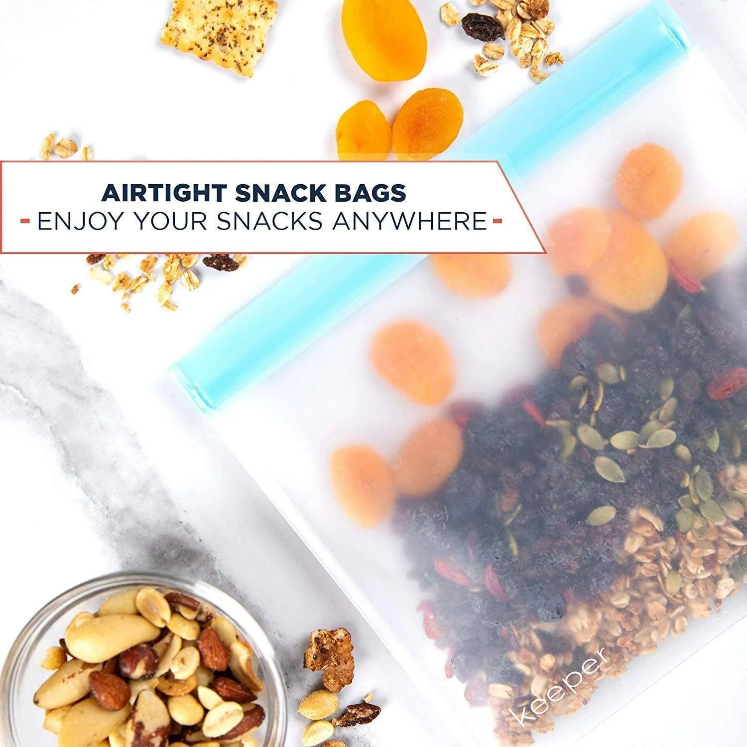 10-Pack: 32 oz Keeper Reusable Ziplock Bags