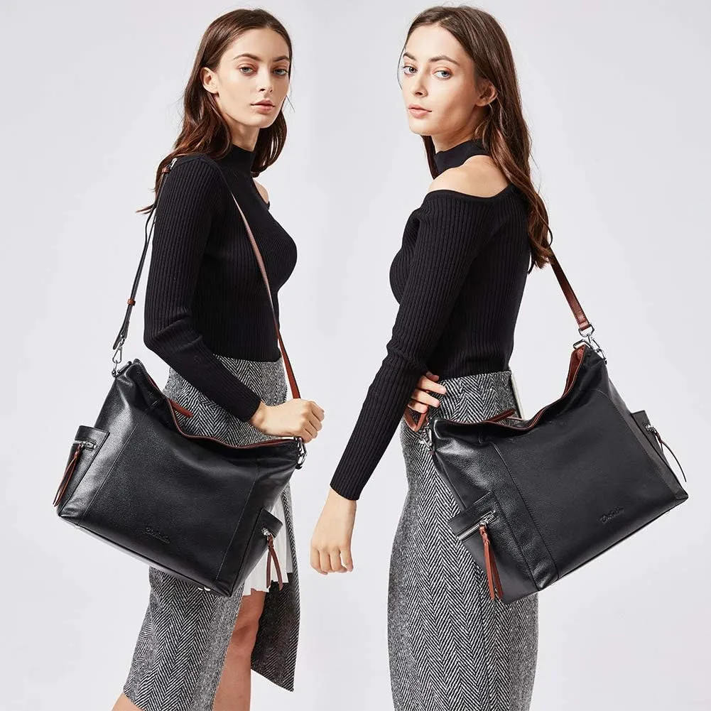 BOSTANTEN Genuine Leather Hobo Handbags Designer Shoulder Tote Purses Crossbody Large Bag for Women