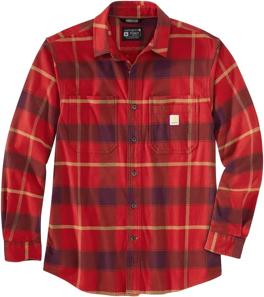 Carhartt Men's Rugged Flex Relaxed Fit Midweight Flannel Long-Sleeve Plaid Shirt