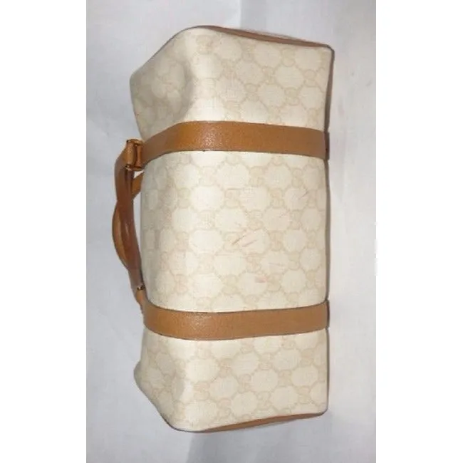 Gucci Boston Bag Guccissima Print Cream Patent Gg Canvas Satchel