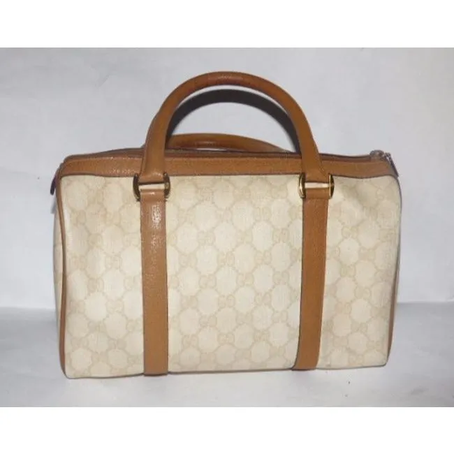 Gucci Boston Bag Guccissima Print Cream Patent Gg Canvas Satchel