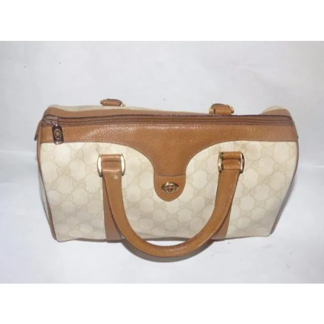 Gucci Boston Bag Guccissima Print Cream Patent Gg Canvas Satchel