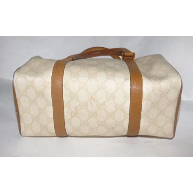 Gucci Boston Bag Guccissima Print Cream Patent Gg Canvas Satchel