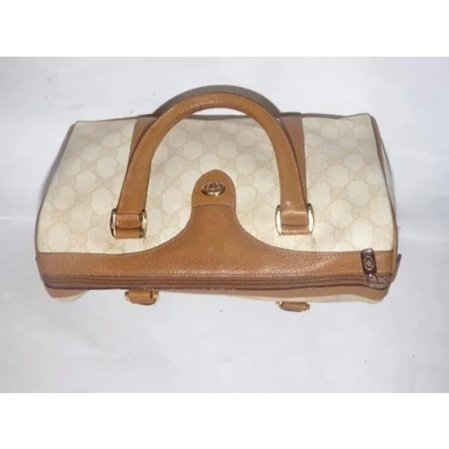 Gucci Boston Bag Guccissima Print Cream Patent Gg Canvas Satchel