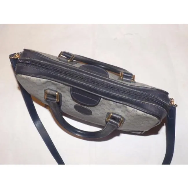 Gucci Boston Bag Micro Guccissima Coated Canvas Two Way Blue Leather And Gg Leather Satchel