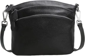 HESHE Leather Crossbody Bags Purses for Women Small Functional Multi Pocket Cross Body Purses Shoulder Satchel Handbags