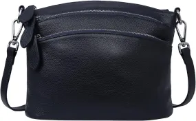 HESHE Leather Crossbody Bags Purses for Women Small Functional Multi Pocket Cross Body Purses Shoulder Satchel Handbags