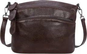 HESHE Leather Crossbody Bags Purses for Women Small Functional Multi Pocket Cross Body Purses Shoulder Satchel Handbags