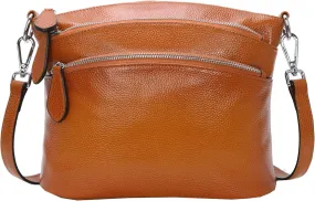 HESHE Leather Crossbody Bags Purses for Women Small Functional Multi Pocket Cross Body Purses Shoulder Satchel Handbags