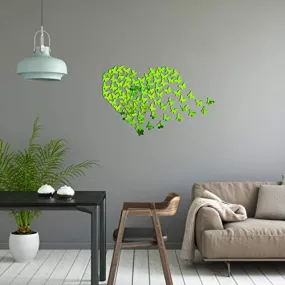 KC Decor Green Mirror Acrylic Acrylic Heart Butterfly Wall Sticker self Adhesive for Home Decor (Mirror Acrylic )