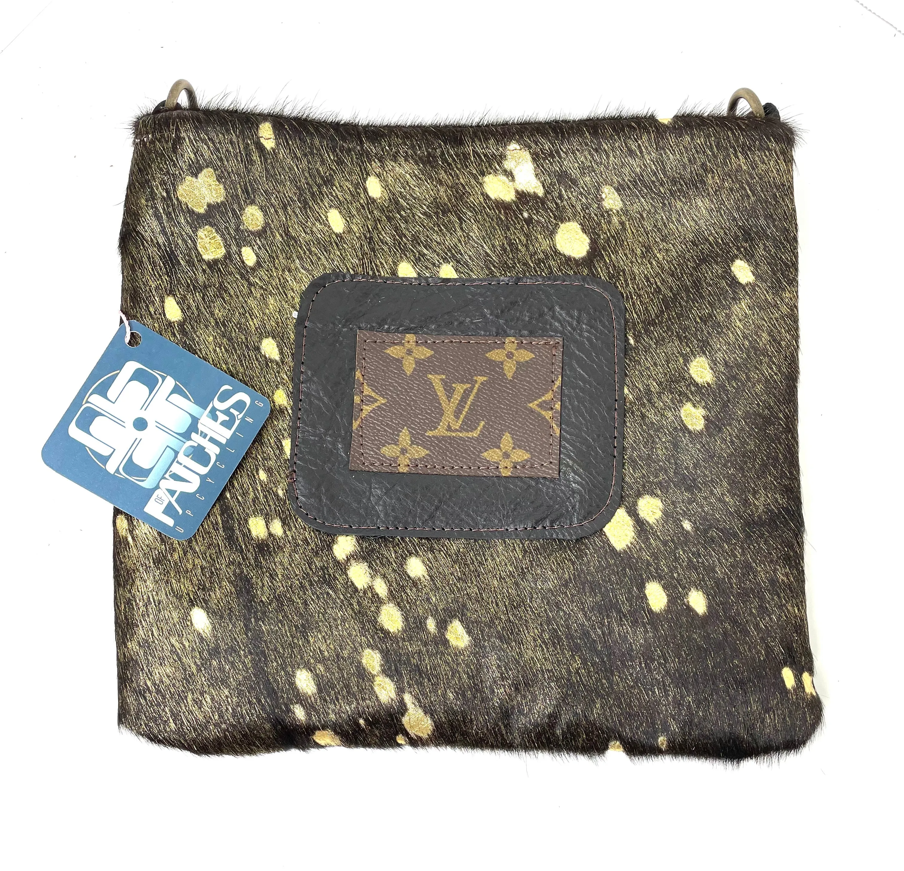 Medium Crossbody black acids gold in black patch