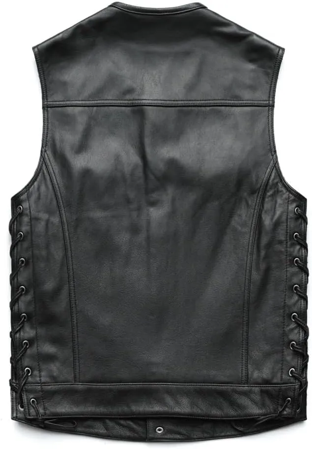 Men Leather Vest 100% Cowhide Motorcycle Vest Leather Biker Vests Leather Moto Waistcoat