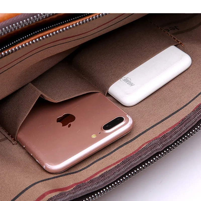 Men's Leather Briefcase For 14 Inch Laptop And A4 Documents