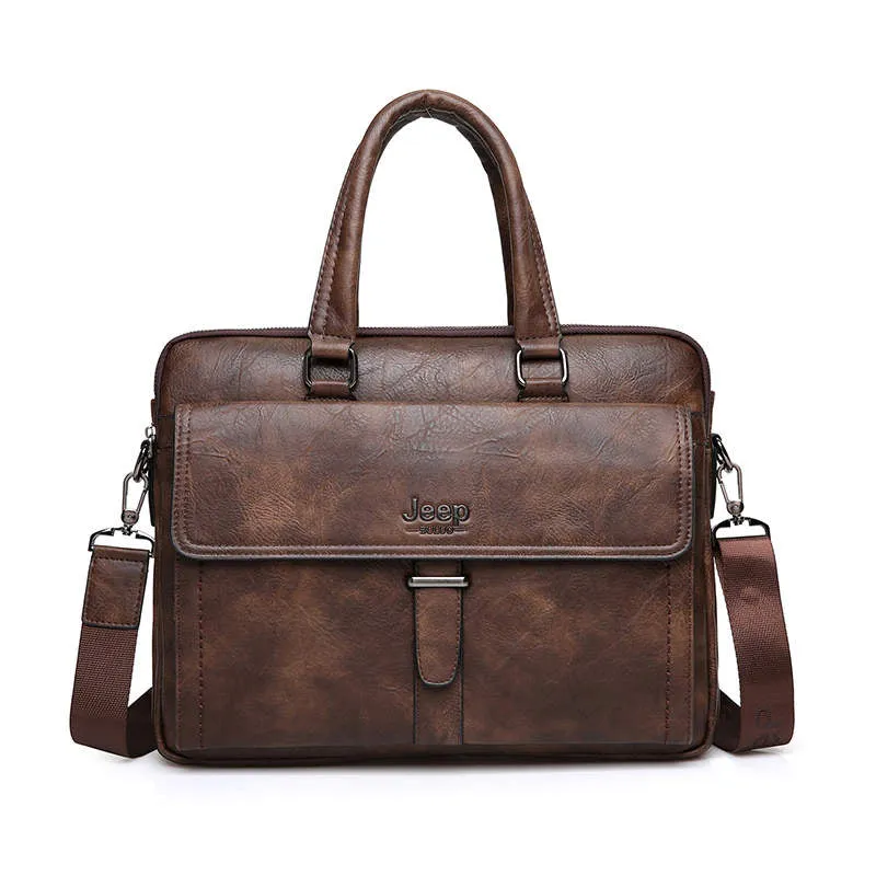 Men's Leather Briefcase For 14 Inch Laptop And A4 Documents