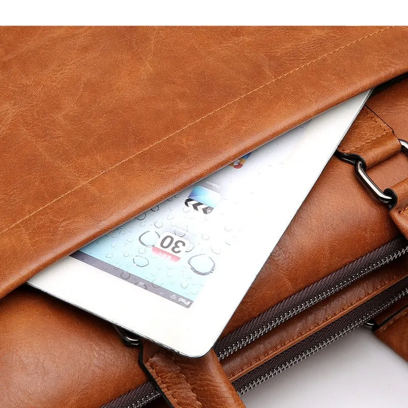 Men's Leather Briefcase For 14 Inch Laptop And A4 Documents