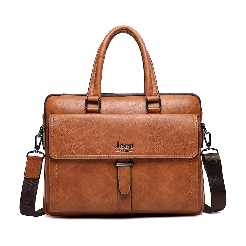 Men's Leather Briefcase For 14 Inch Laptop And A4 Documents
