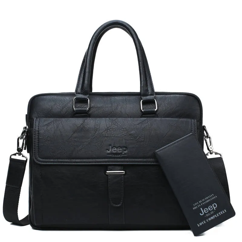 Men's Leather Briefcase For 14 Inch Laptop And A4 Documents