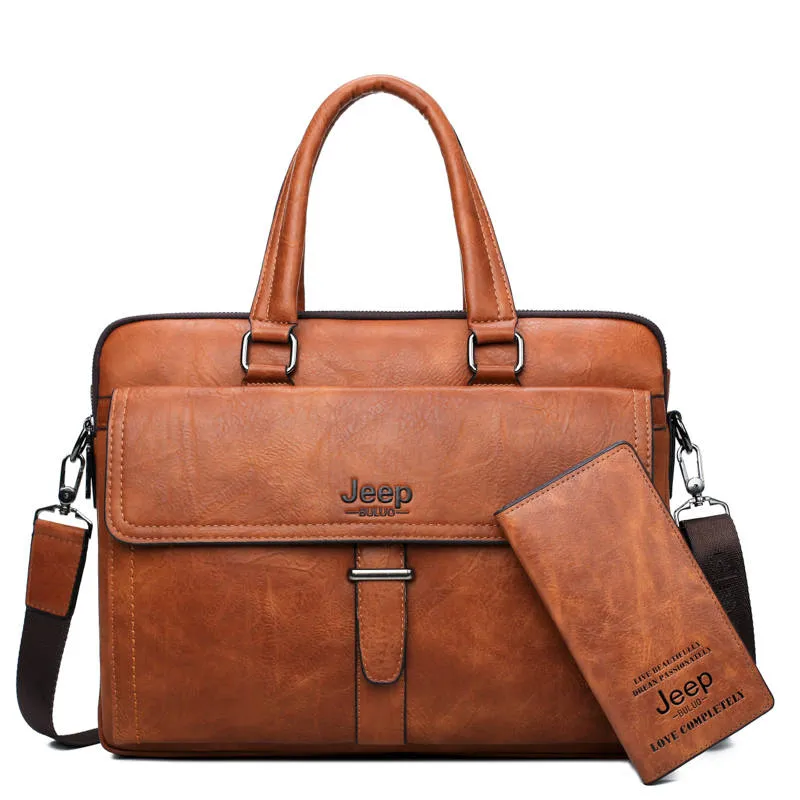 Men's Leather Briefcase For 14 Inch Laptop And A4 Documents