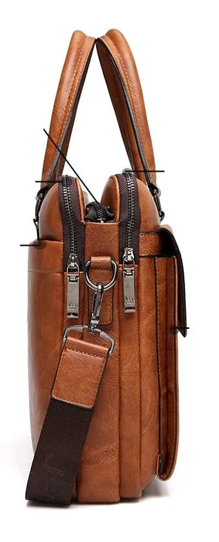 Men's Leather Briefcase For 14 Inch Laptop And A4 Documents