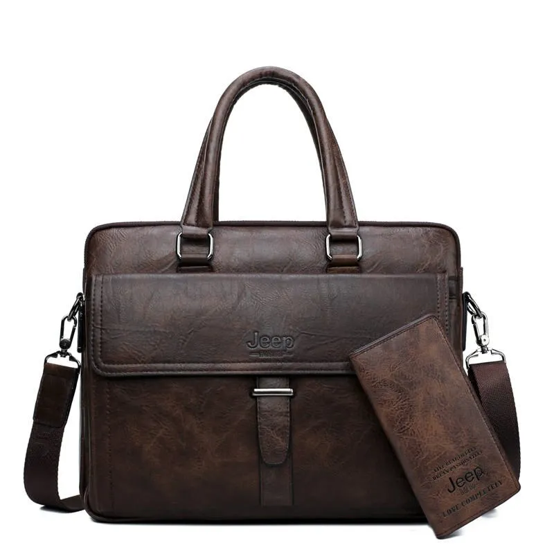 Men's Leather Briefcase For 14 Inch Laptop And A4 Documents
