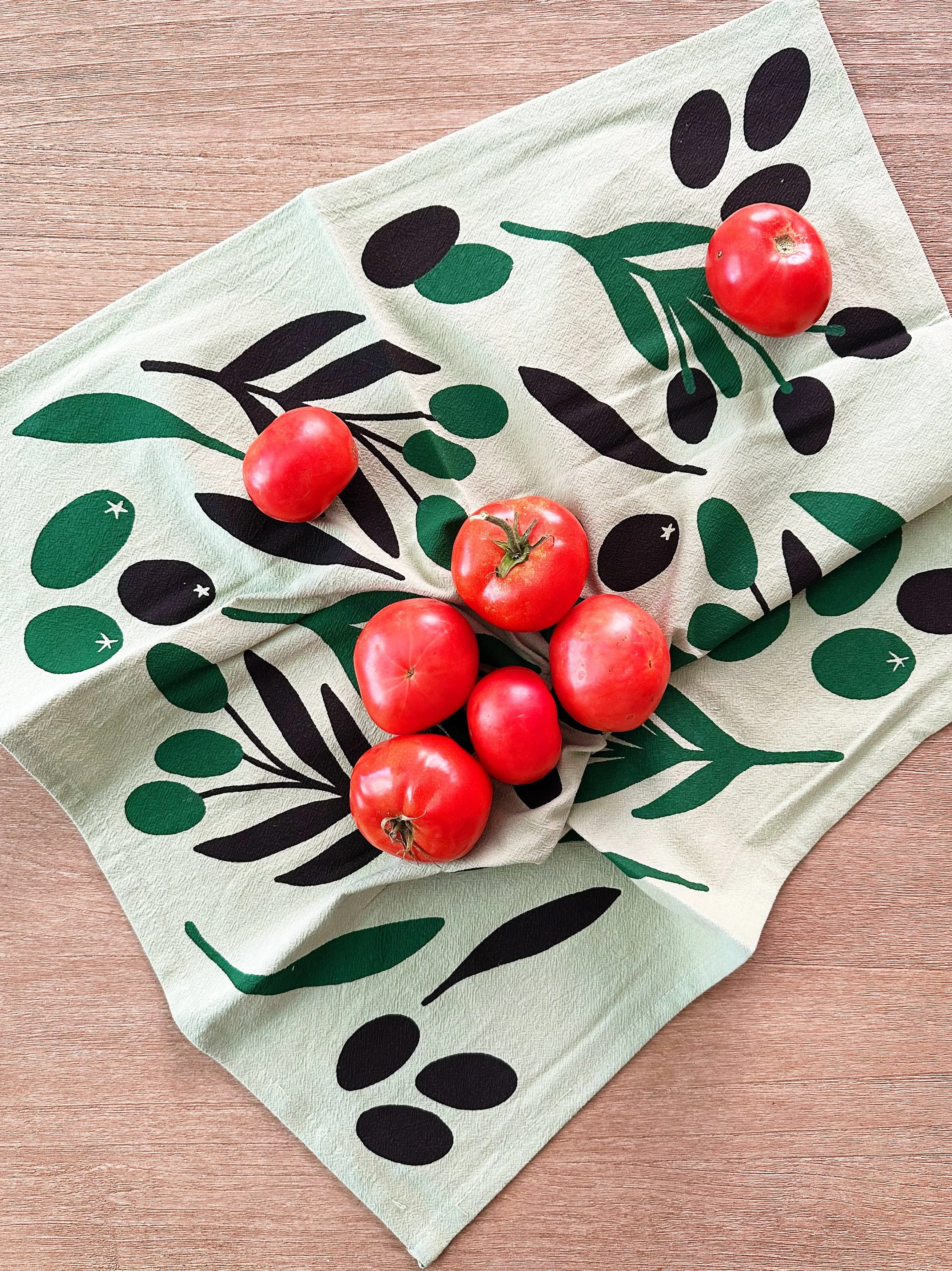 Olive Toss Sage Green Tea Towel