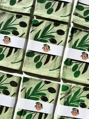 Olive Toss Sage Green Tea Towel