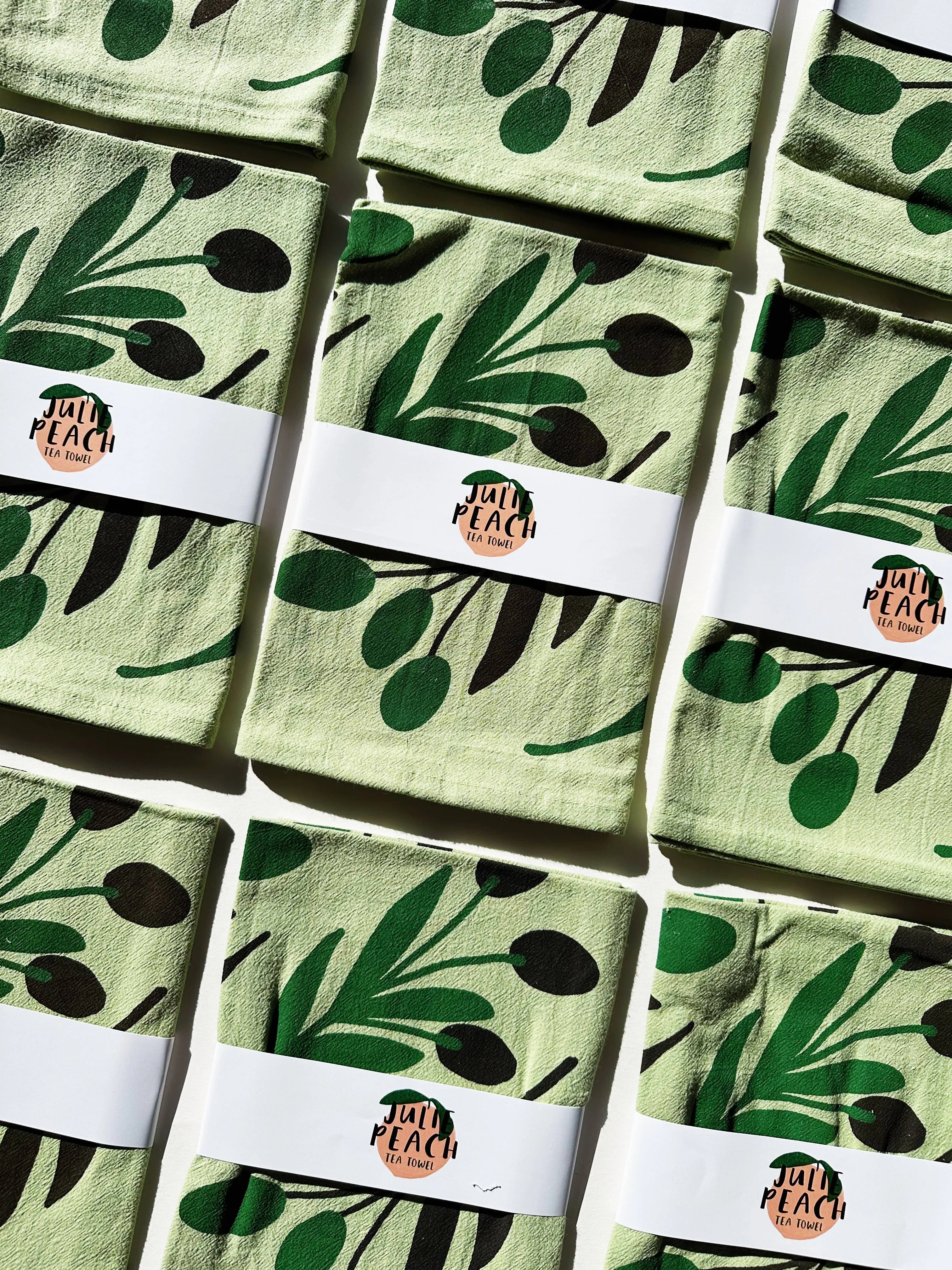 Olive Toss Sage Green Tea Towel