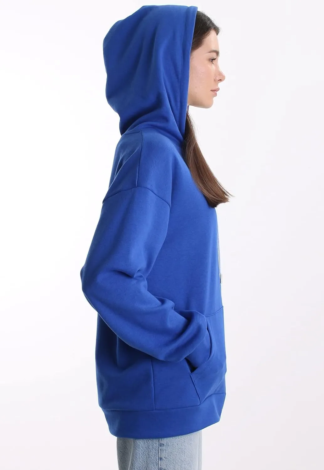 Oversized Women's Casual Full-Zip Hoodie Lightweight Long Sleeve Sweatshirt Casual Jacket with Pocket