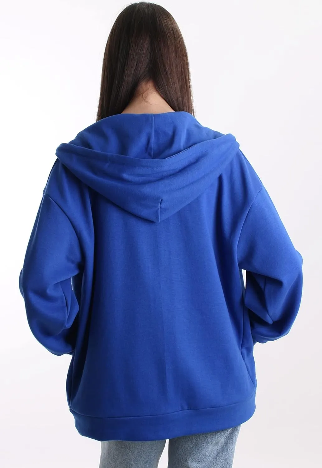 Oversized Women's Casual Full-Zip Hoodie Lightweight Long Sleeve Sweatshirt Casual Jacket with Pocket