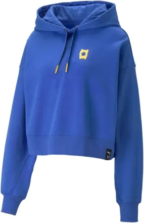 PUMA Womens Pivot Cropped Hoodie Basketball Casual Outerwear Casual Hoodie Drawstring - Blue - Size L