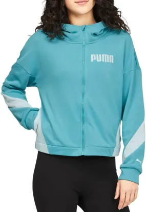 PUMA Womens Train Logo Long Sleeve Hoodie Casual Outerwear Casual - Blue - Size S
