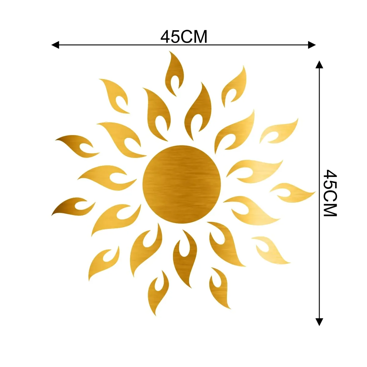 rawpockets Golden Sun with Rays 3D Acrylic Self Adhesive Mirror Sticker