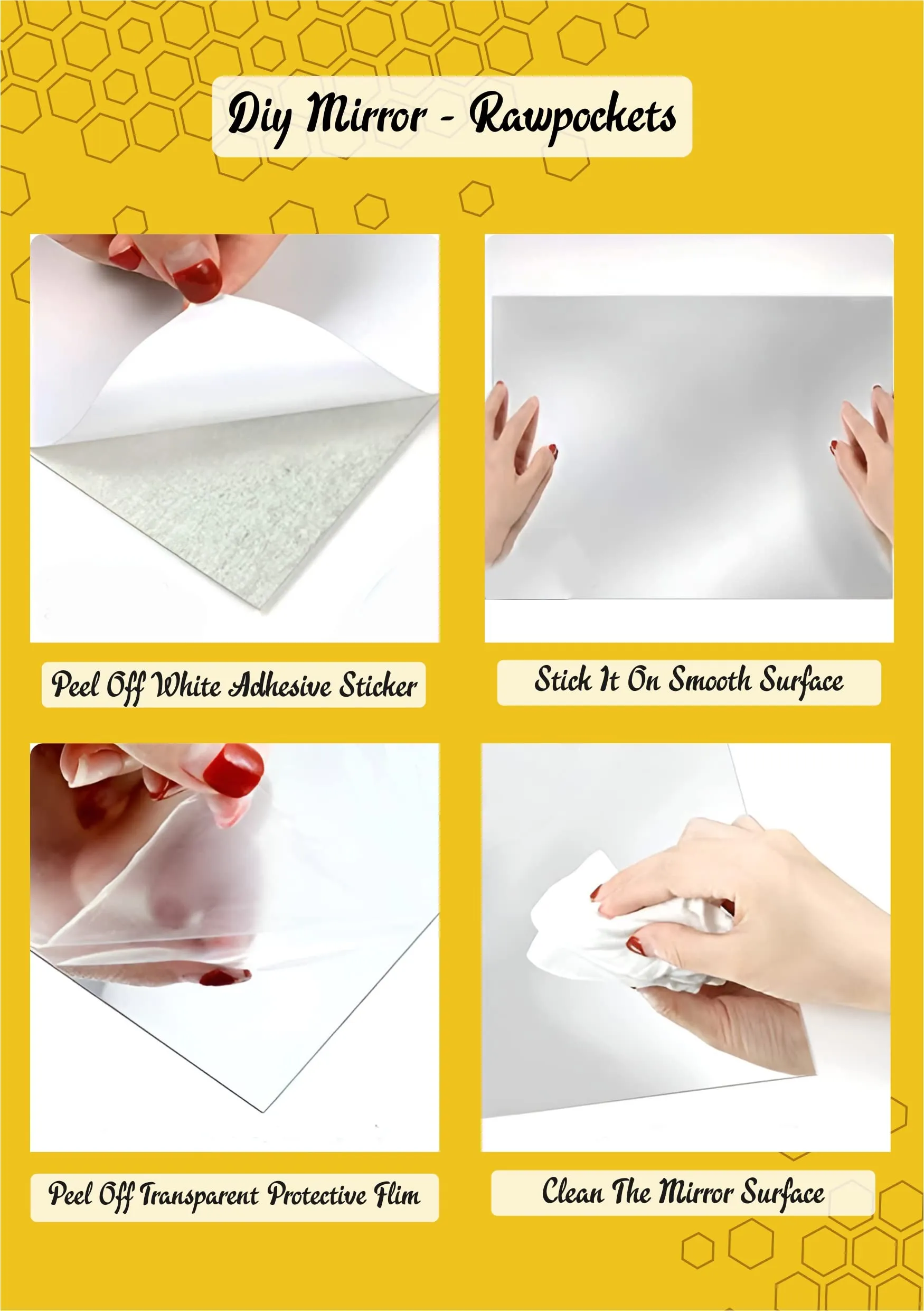 rawpockets Golden Sun with Rays 3D Acrylic Self Adhesive Mirror Sticker