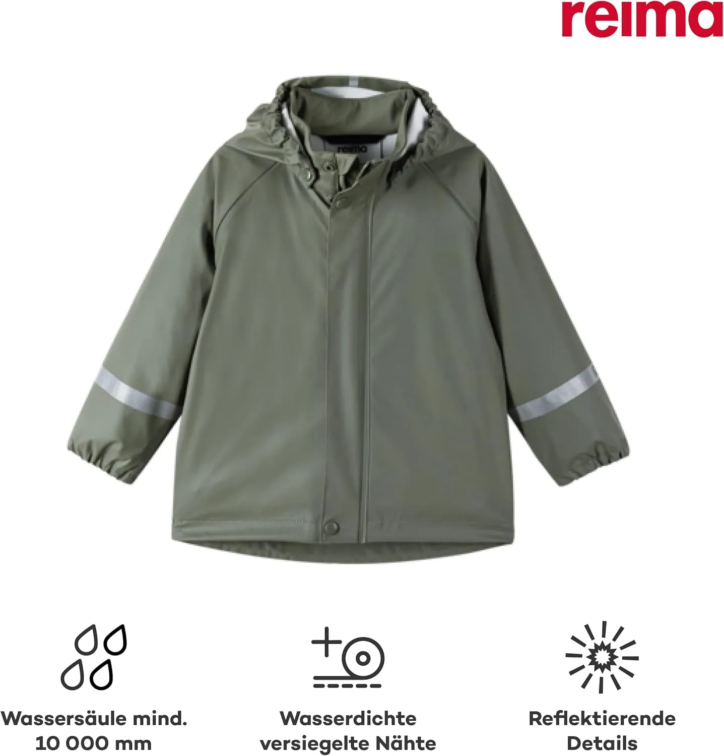 Reima Lampi Kids Waterproof Hooded Rain Jacket Lightweight Windproof Outdoor Coat for Kids