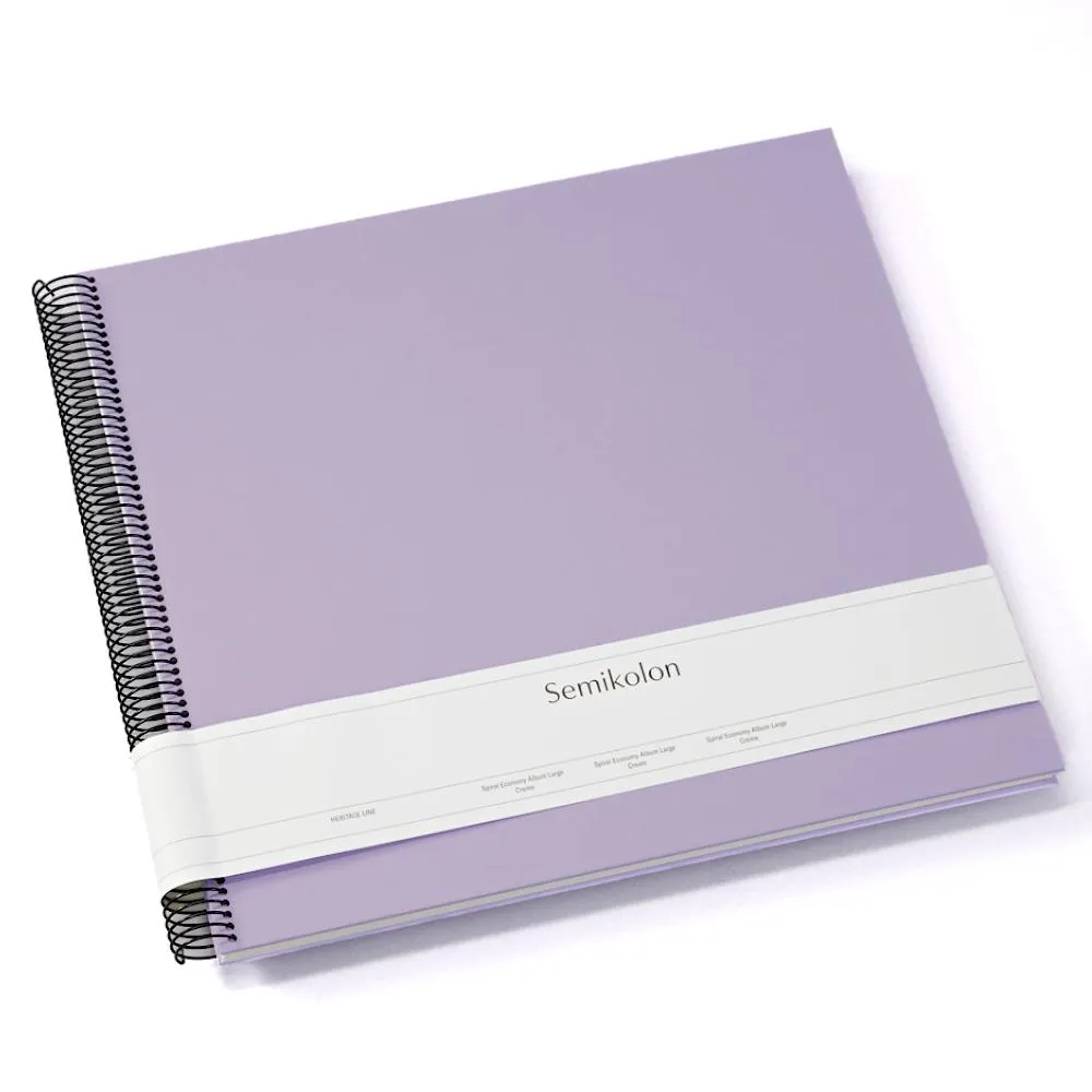 Semikolon Spiral Economy Album Large - Lilac Silk, Cream Pages