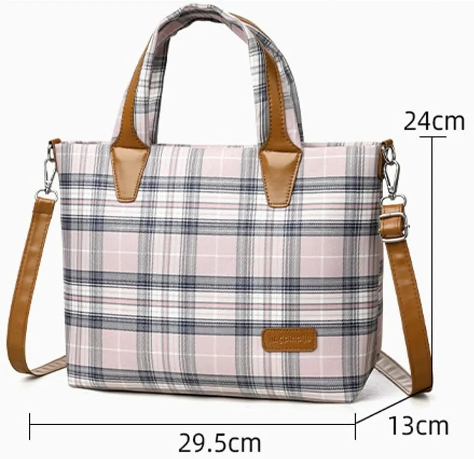 Simple Colorful Plaid Tote Bag for Women Commuter Outdoor Functional Sling Bag Large Capacity Shoulder Bags 2025