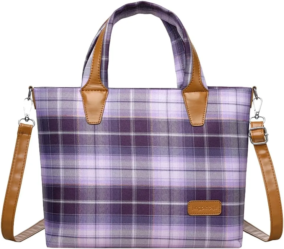 Simple Colorful Plaid Tote Bag for Women Commuter Outdoor Functional Sling Bag Large Capacity Shoulder Bags 2025