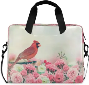 susiyo Red Cardinal Bird Perches Rose Garden Laptop Bag 15.7 inch Briefcases for Adults Shoulder Carrying Case for Office Travel