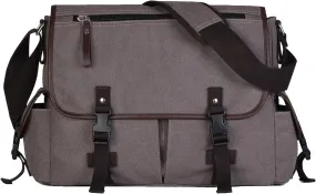 Vintage Canvas 15.6 inch Laptop Messenger Bag for Men Women, College Computer Satchel Shoulder Bag Travel Office Briefcases