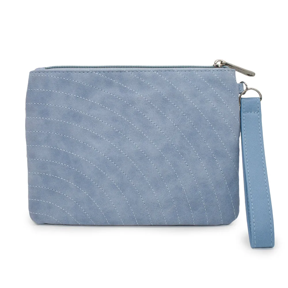 Women's Wallet Double Pocket Wristlet - Disney Signature D Logo with Arch Stitch Sky Blue
