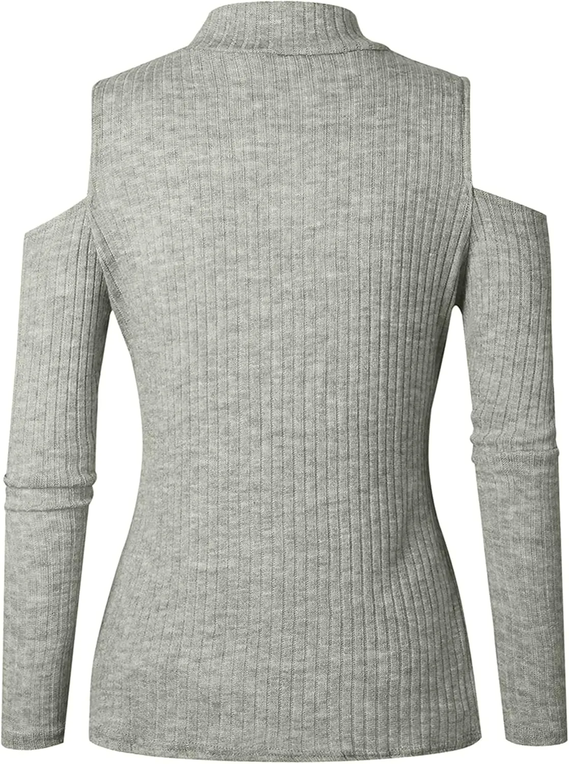 YMING Womens Fall Casual Cold Shoulder Sweater Casual Mock Neck Kitted Pullover Jumper Tops